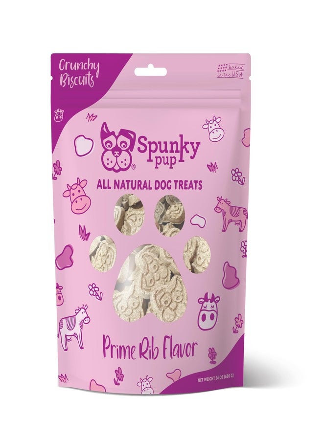 Spunky pup Every Day Biscuit Dog Treats - All-Natural, Handmade in USA, Perfect for Training or Snacking, 24 oz Resealable Pouch- Prime Rib Flavor - Image 1