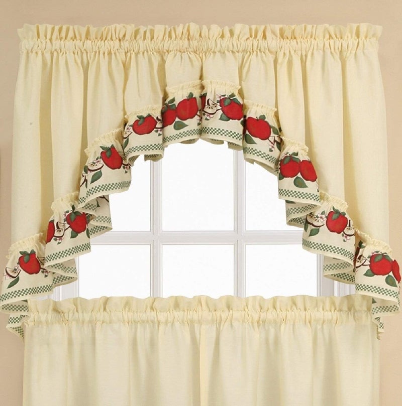 CHF & You CHF Red Delicious Country Apples 3-Piece Window Curtain Tier Set, Ivory, 56-Inch X 36-Inch Multi - Image 2