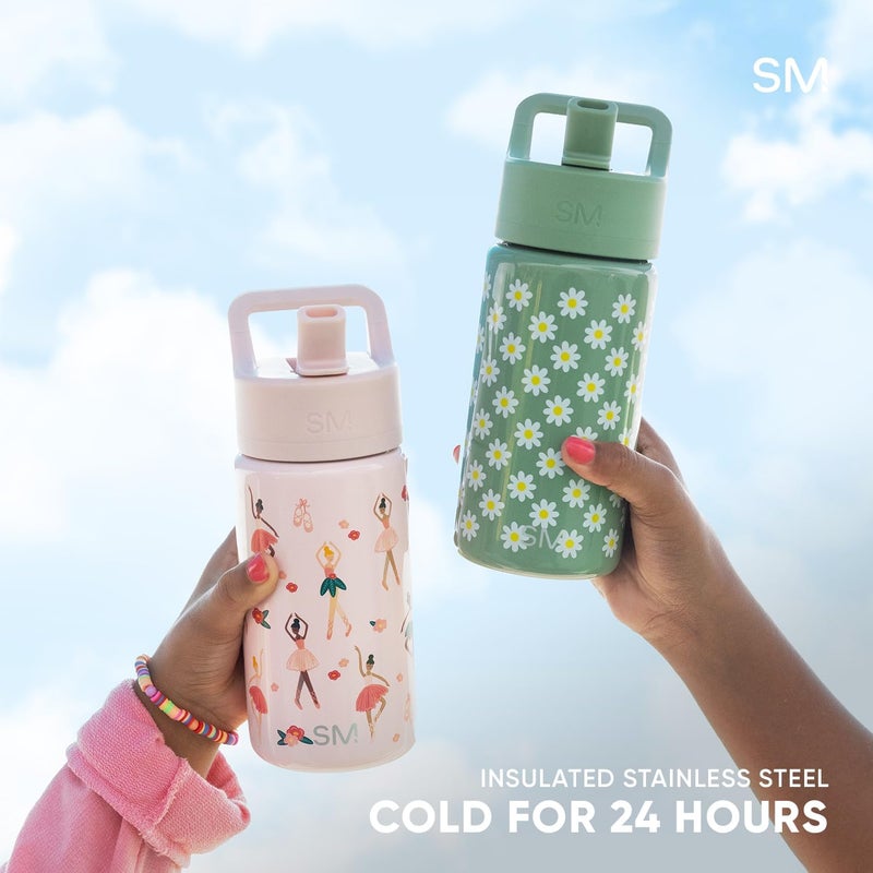 Kids Summit Water Bottle with Straw Lid | 14oz Stainless Steel Cup Insulated Tumbler for Toddlers, Girls, School | Sheeps & Strawberries - Image 3