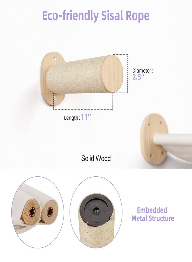 BEBOBLY Cat Wall Shelves and Perches Set | Kitty Hammock Wall Mounted Climbing Shelf with Two Steps | Modern Pet Sisal Stairway Stairs - Image 5