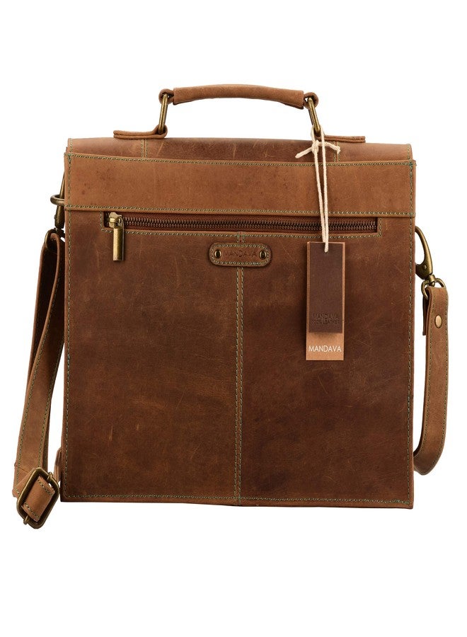 MANDAVA Laptop Vintage Handmade Full Grain Leather Messenger Bag for Men Women Flap Over Office Briefcase Best Satchel School Bag Brown - Image 3