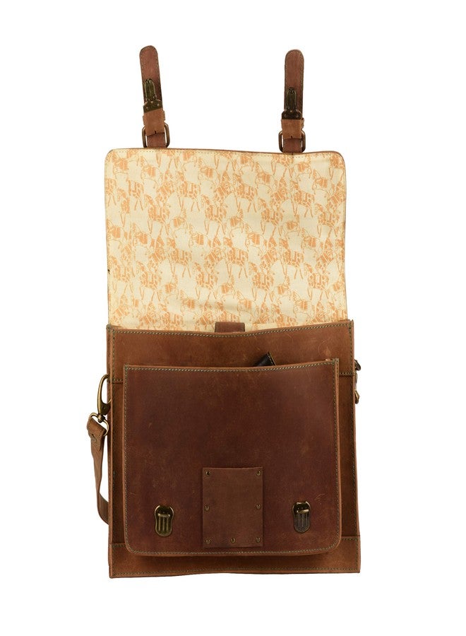 MANDAVA Laptop Vintage Handmade Full Grain Leather Messenger Bag for Men Women Flap Over Office Briefcase Best Satchel School Bag Brown - Image 5