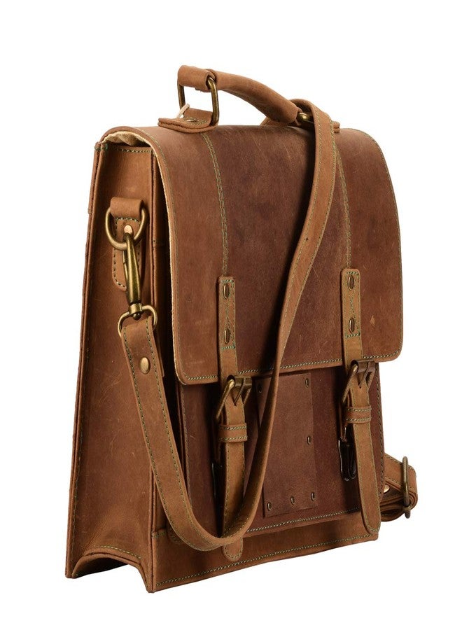 MANDAVA Laptop Vintage Handmade Full Grain Leather Messenger Bag for Men Women Flap Over Office Briefcase Best Satchel School Bag Brown - Image 1