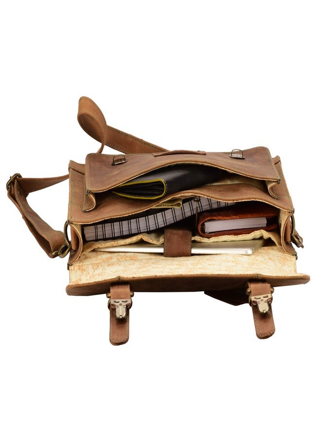 MANDAVA Laptop Vintage Handmade Full Grain Leather Messenger Bag for Men Women Flap Over Office Briefcase Best Satchel School Bag Brown - Image 4
