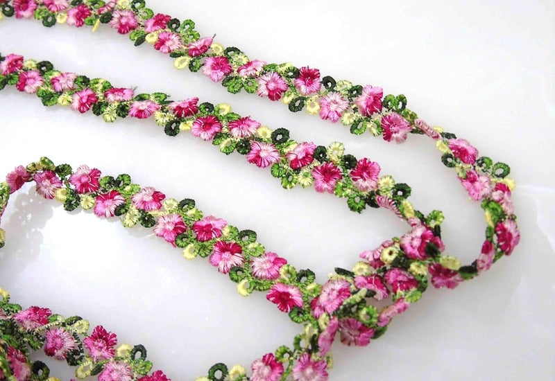 Strala Multicolor Laces for Dresses Sarees Lehenga Suits Bags Decorations Borders Crafts and Home DcorBlouse 3 mtr Design849 Pink - Image 3