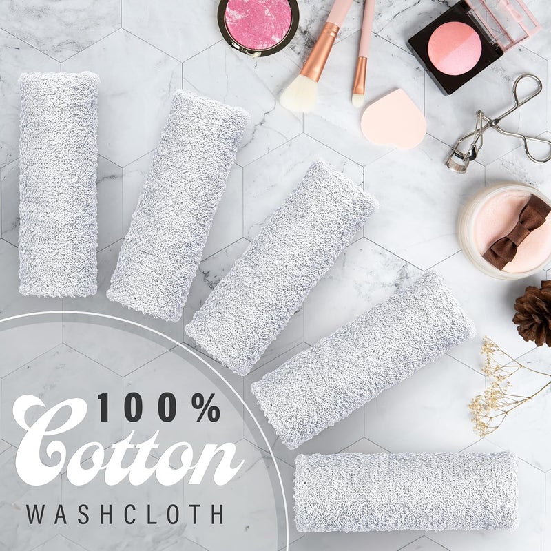 DecorRack 10 Pack 100% Cotton Wash Cloth, Luxurious Soft, 12 x 12 inch Ultra Absorbent, Machine Washable Premium Quality Washcloths, White (10 Pack) - Image 3