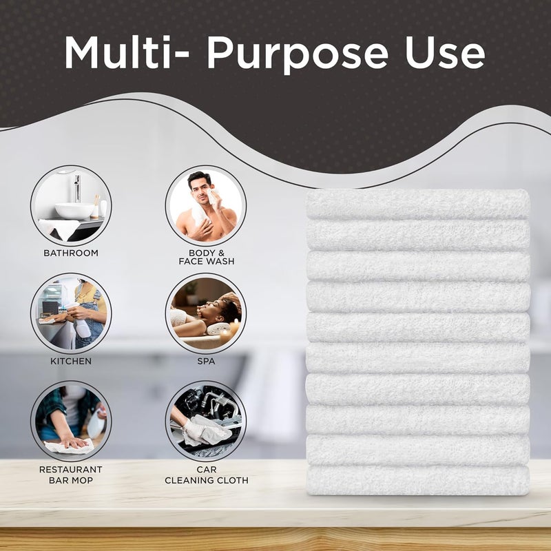 DecorRack 10 Pack 100% Cotton Wash Cloth, Luxurious Soft, 12 x 12 inch Ultra Absorbent, Machine Washable Premium Quality Washcloths, White (10 Pack) - Image 5