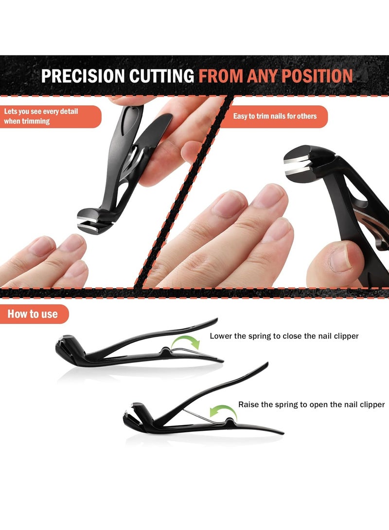 general Angled Head Nail Clippers for Seniors - Ergonomic Toenail Clipper for Thick Nails, Premium Steel Nail Cutter Trimmer with Catcher for Men and Women Black - Image 3