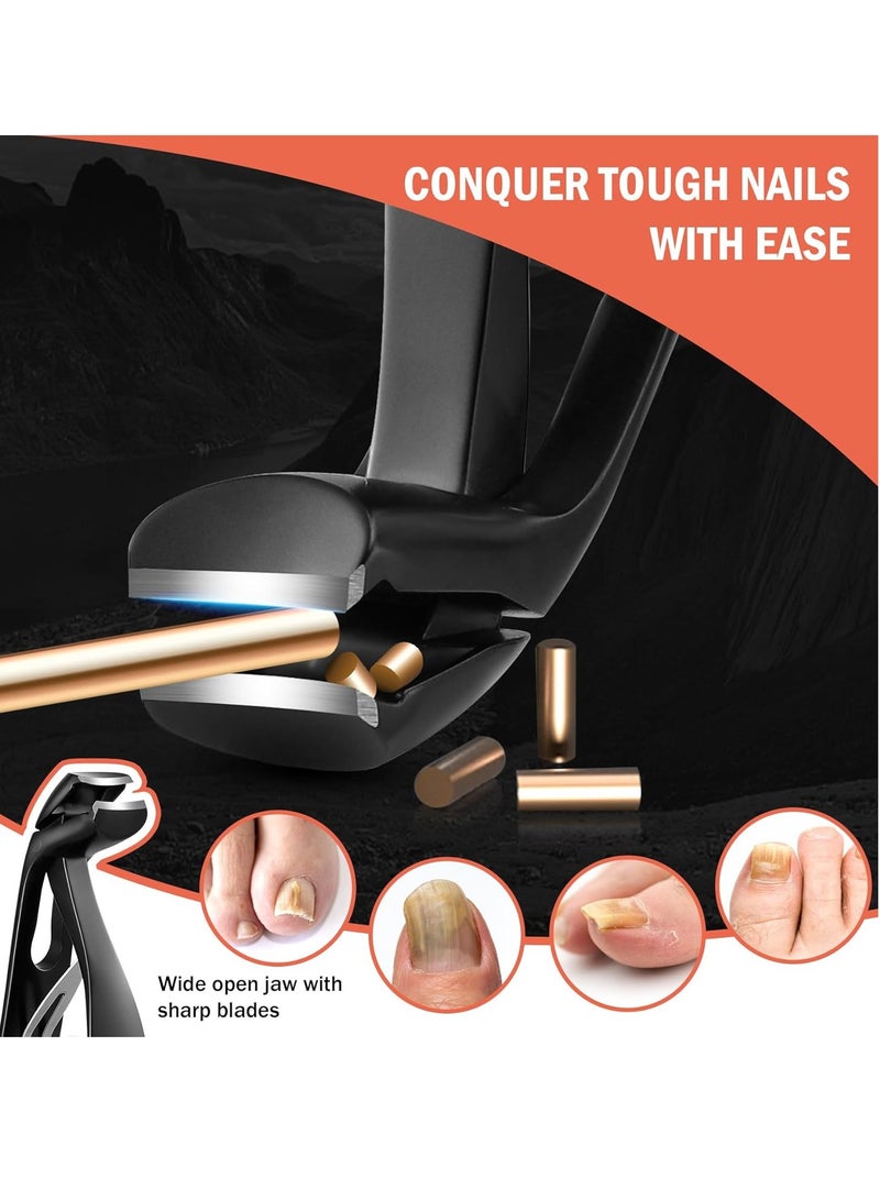 general Angled Head Nail Clippers for Seniors - Ergonomic Toenail Clipper for Thick Nails, Premium Steel Nail Cutter Trimmer with Catcher for Men and Women Black - Image 4