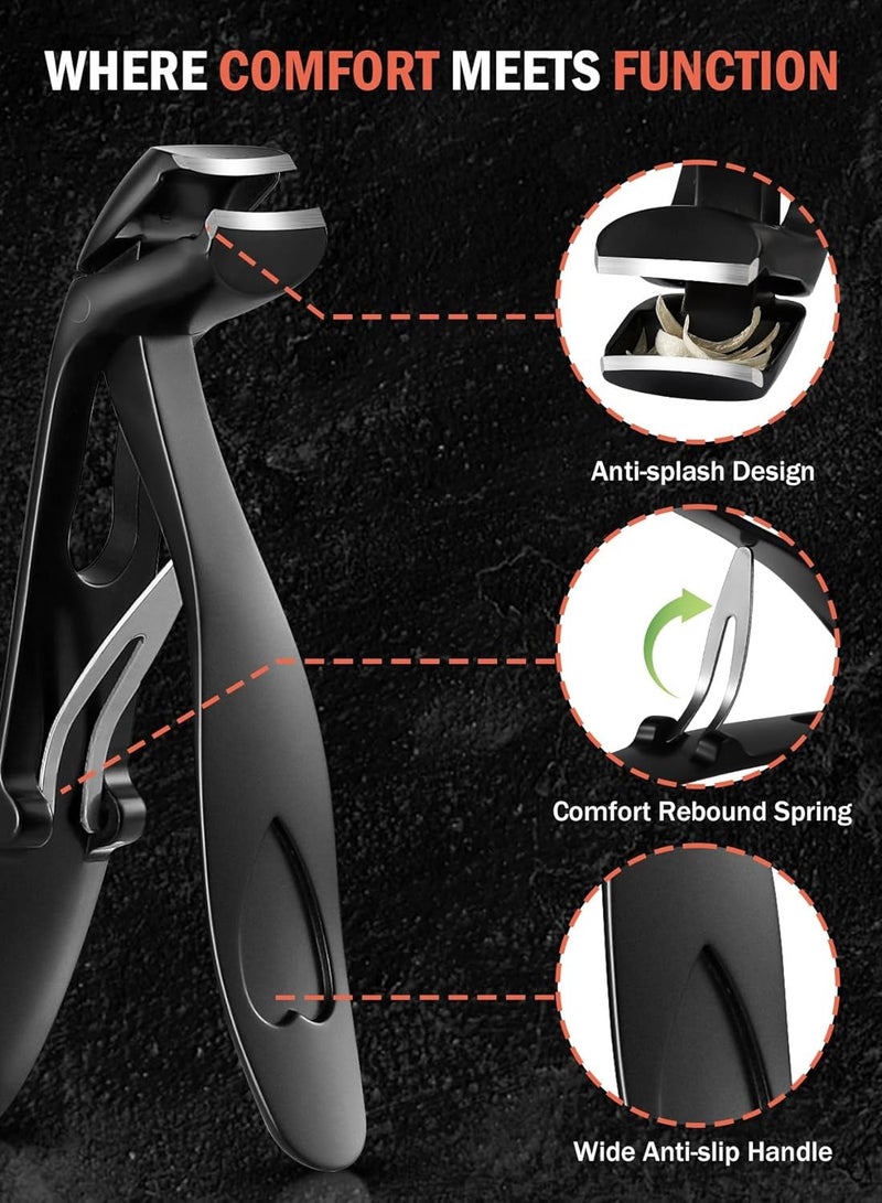 general Angled Head Nail Clippers for Seniors - Ergonomic Toenail Clipper for Thick Nails, Premium Steel Nail Cutter Trimmer with Catcher for Men and Women Black - Image 5