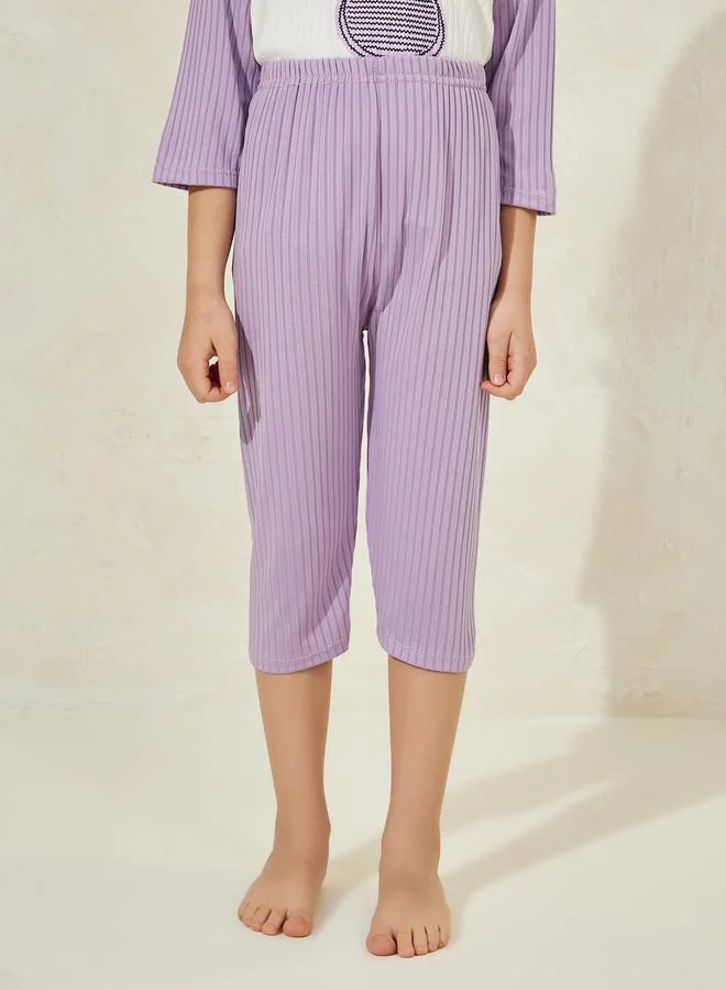 Styli Styli Rabbit Print 3/4 Sleeves T-Shirt and Crop Pyjama Set