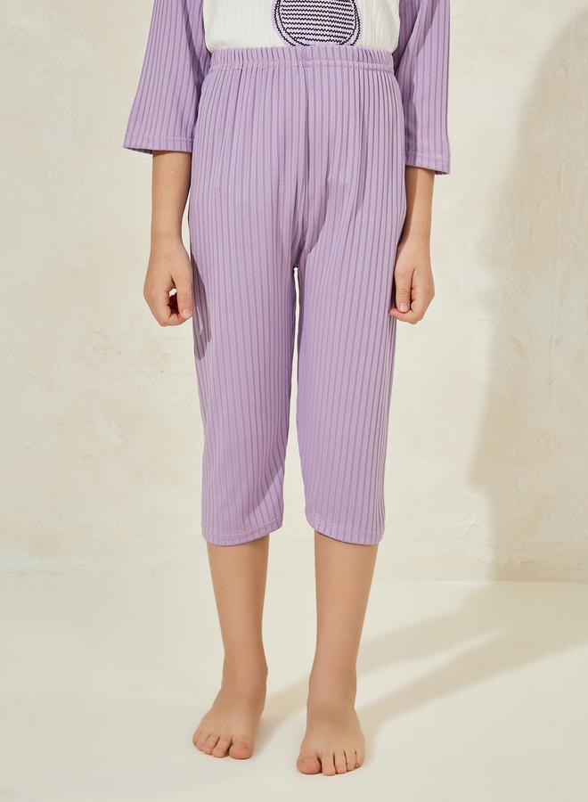 Styli Rabbit Print 3/4 Sleeves T-Shirt and Crop Pyjama Set - Image 5