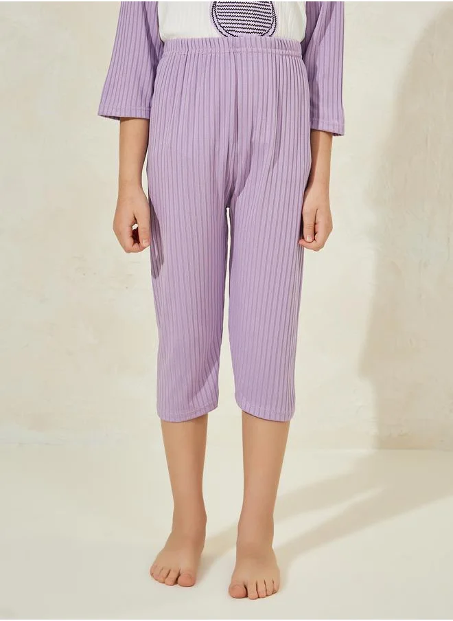 Styli Rabbit Print 3/4 Sleeves T-Shirt & Crop Pyjama Set