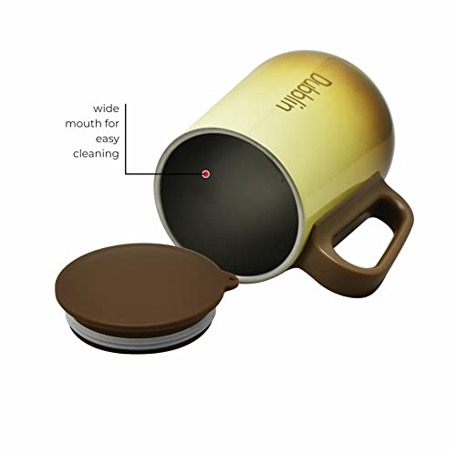 DUBBLIN Rugby Stainless Steel Unbreakable Tea Coffee Mug Double Wall with Handle and Lid, Wide Mouth Mug Keeps Beverages Hot & Cold 270 ML Brown - Image 4