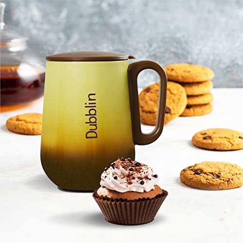 DUBBLIN Rugby Stainless Steel Unbreakable Tea Coffee Mug Double Wall with Handle and Lid, Wide Mouth Mug Keeps Beverages Hot & Cold 270 ML Brown - Image 5