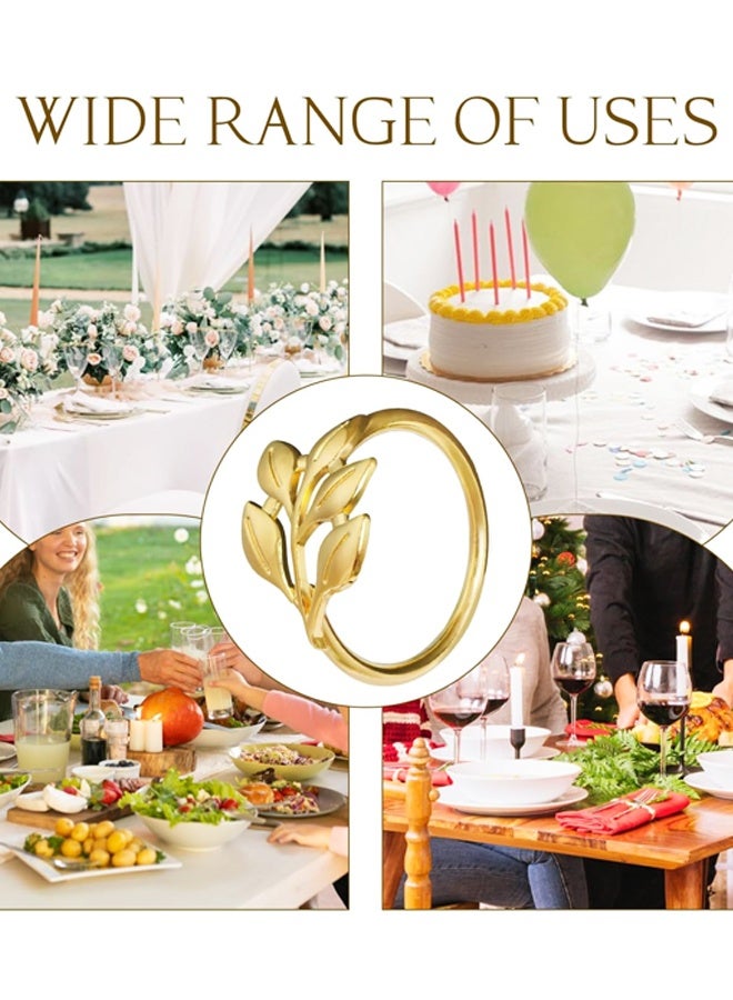 10PCS Leaf Napkin Rings for Table Settings, Weddings, Holiday Party Tables(Gold) - Image 5
