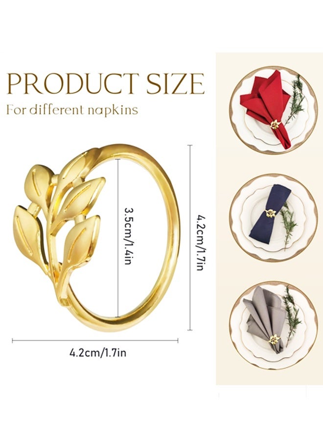 10PCS Leaf Napkin Rings for Table Settings, Weddings, Holiday Party Tables(Gold) - Image 2