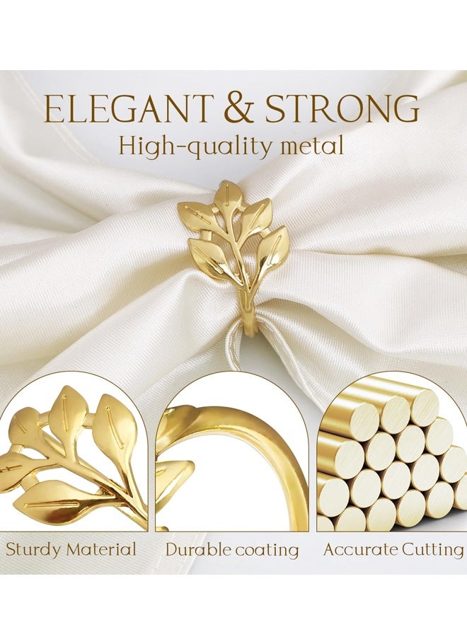 10PCS Leaf Napkin Rings for Table Settings, Weddings, Holiday Party Tables(Gold) - Image 4