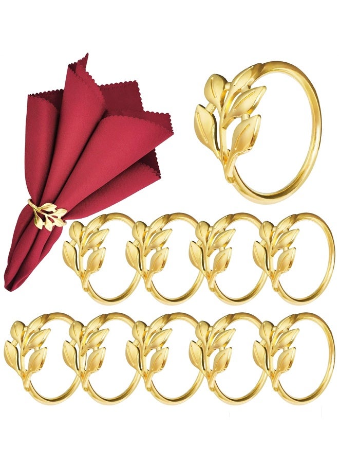 10PCS Leaf Napkin Rings for Table Settings, Weddings, Holiday Party Tables(Gold) - Image 1