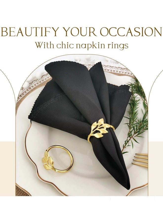 10PCS Leaf Napkin Rings for Table Settings, Weddings, Holiday Party Tables(Gold) - Image 3