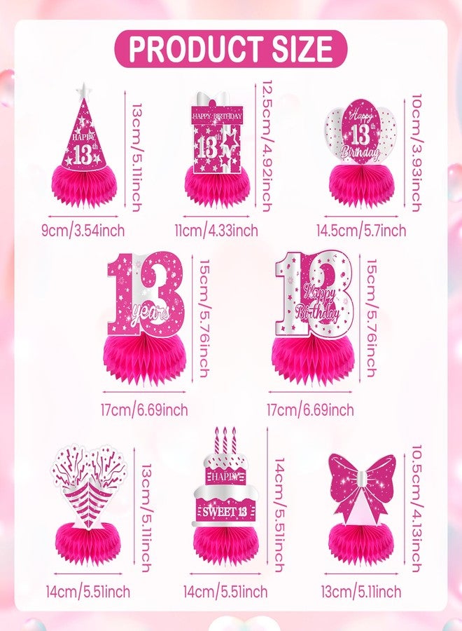 Yoirrat 8Pcs Hot Pink 13th Birthday Party Decorations for Girls - Happy 13th Birthday Table Centerpieces and Toppers - Image 3