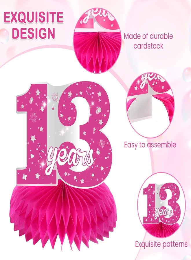 Yoirrat 8Pcs Hot Pink 13th Birthday Party Decorations for Girls - Happy 13th Birthday Table Centerpieces and Toppers - Image 4