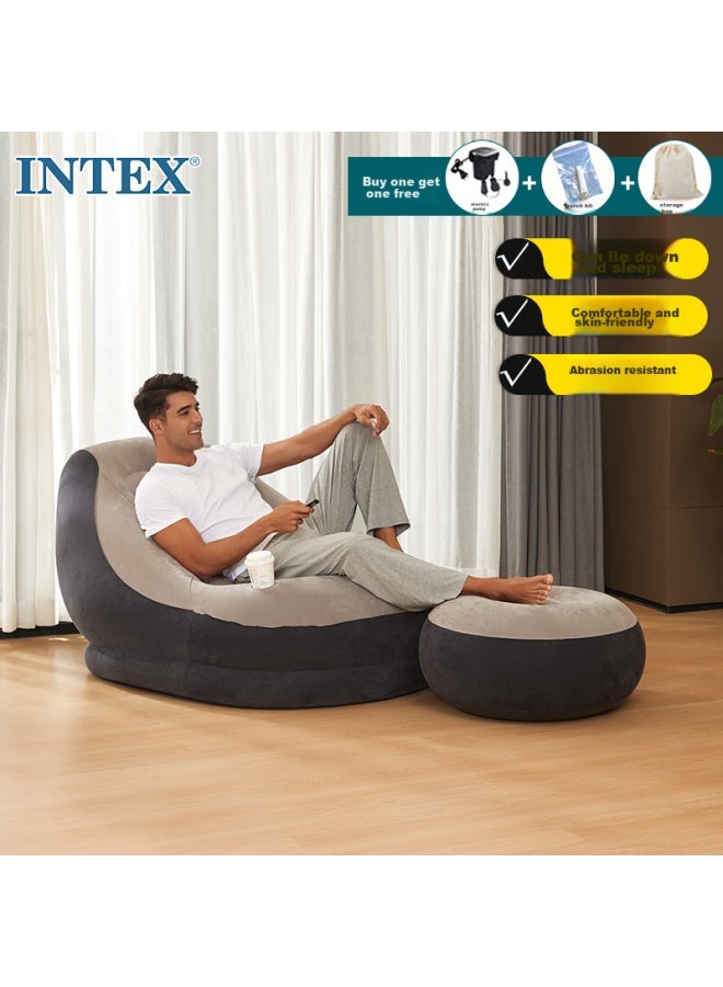Intex 68564 Flocked Inflatable Sofa Set, Lazy Leisure Sofa, Lounge Chair, Inflatable Car Seat, Balcony Nap Chair N - Image 1