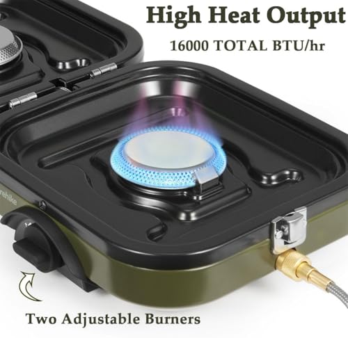 windhike Naturehike 2-in-1 Gas Camping Stove, Frying Pan, Stove with Adjustable Burners, 88.18 oz, Carrying Handle, Portable, Iron SkilletPerfect for Camping & Hiking, Emergency Cooking Stove, Christmas party - Image 3