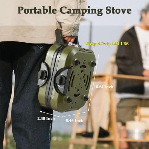 windhike Naturehike 2-in-1 Gas Camping Stove, Frying Pan, Stove with Adjustable Burners, 88.18 oz, Carrying Handle, Portable, Iron SkilletPerfect for Camping & Hiking, Emergency Cooking Stove, Christmas party - Image 2