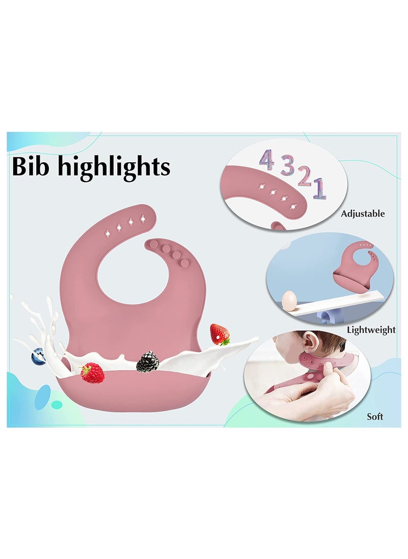 MissTiara - Silicone Baby Feeding Set, Toddler Divider Plate & Bowl with Suction, BPA Free Baby Tableware Set with Adjustable Soft Silicone Bib & Utensils Baby Tableware Set - Image 1