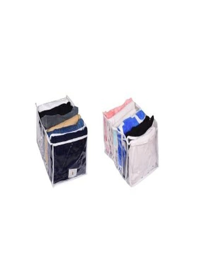 SuneshCreation wardrobe organiser, undergarment organizer, shelf organiser for cupboard pack of 2 - Image 1