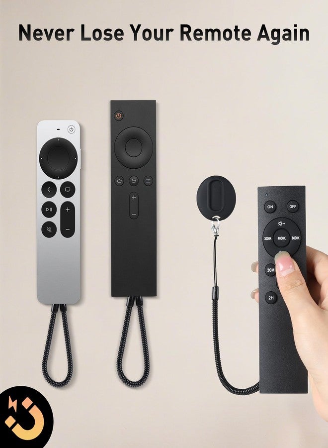 AGPtek 2-in-1 Magnetic Remote Control Holder Wall Mount, 2 Pack Self-Adhesive TV Remote Holder with Removable Spring Ropes, Silicone Remote Organizer Storage Wall Holder for Projector TV Remote Holder - Image 2