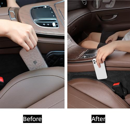 Hiseanllo Car Seat Gap Filler 2 Pack, Universal Fit PU Leather Car Seat Gap Plug to Fill The Gap Between Seat and Console, Car Seat Crevice Blocker Stop Things from Dropping - Image 2