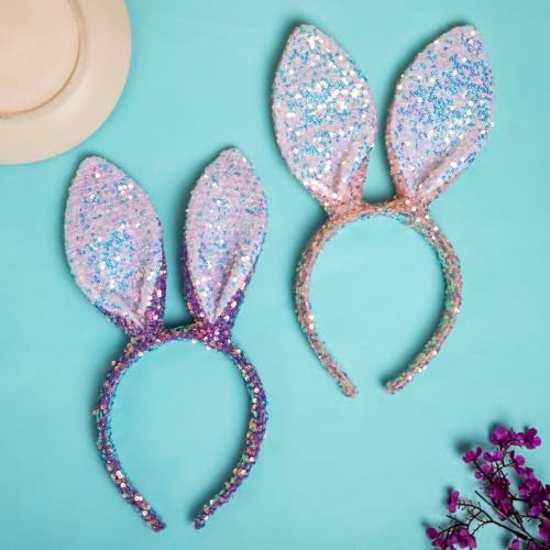 Radhu & Kabby Bunny Ears Sequins Hair band for Girls Kids | Sparkly Girls Hair Accessories | Rabbit Headbands | Hair bands for Girls | Girls hair Accessories, Fun Hair Bands (1 Pc) - Image 2