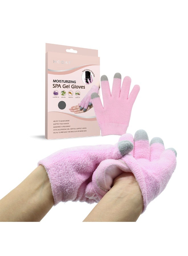 Hodaf Moisturizing Gel Pink Cotton Gloves Silky Smooth and Protective Mobile Touchpad Friendly - Image 5