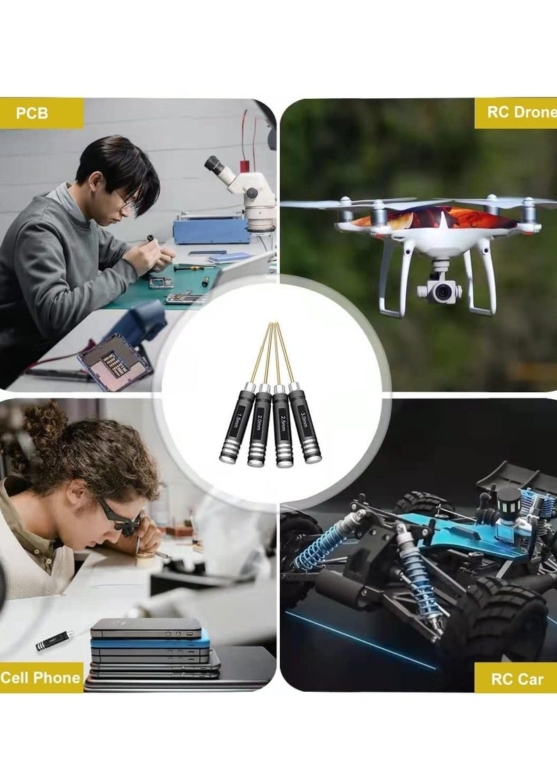 4Pcs RC Hex Driver Set, Titanium RC Screwdriver Tools Kit Set,1.5mm 2.0mm 2.5mm 3.0mm,Hexagonal Screwdriver Wrench Repair Tools for RC Model Helicopter Boat Cars - Image 2