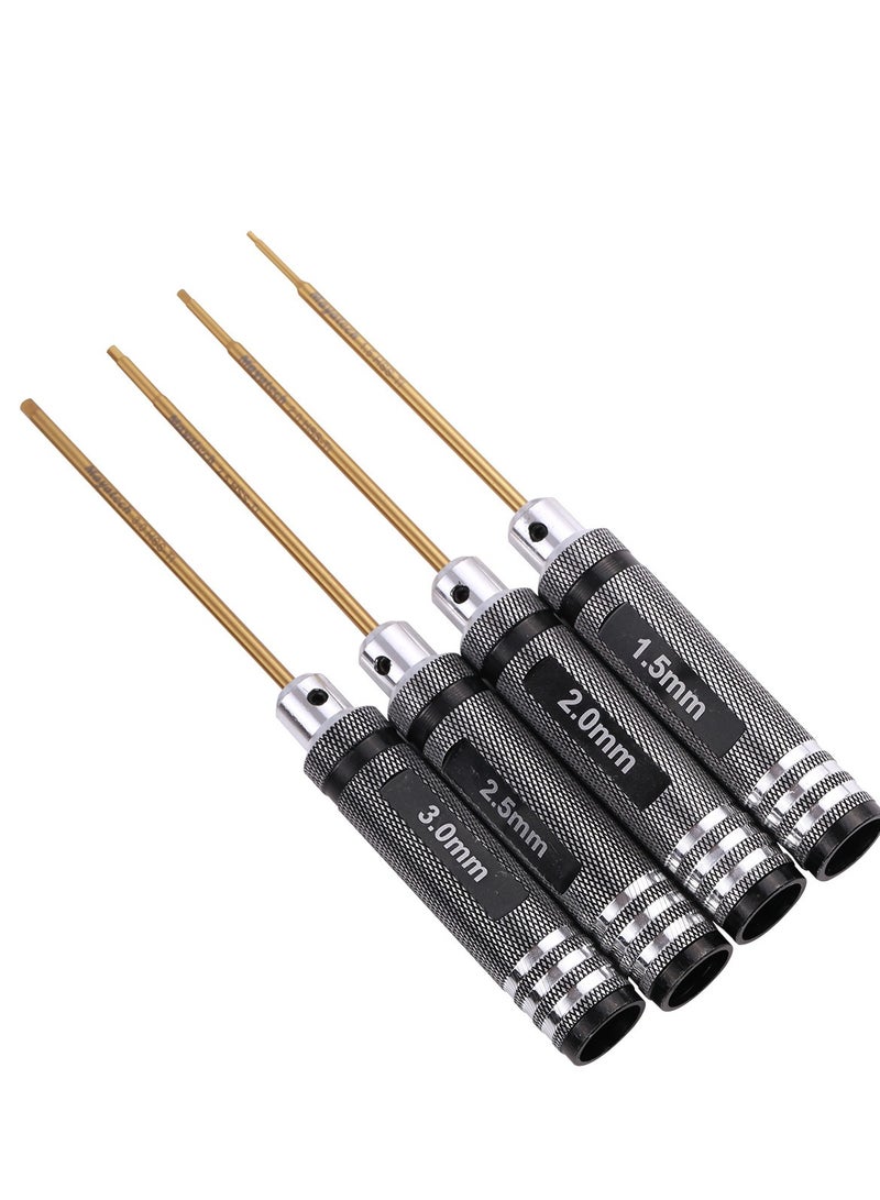 4Pcs RC Hex Driver Set, Titanium RC Screwdriver Tools Kit Set,1.5mm 2.0mm 2.5mm 3.0mm,Hexagonal Screwdriver Wrench Repair Tools for RC Model Helicopter Boat Cars - Image 1