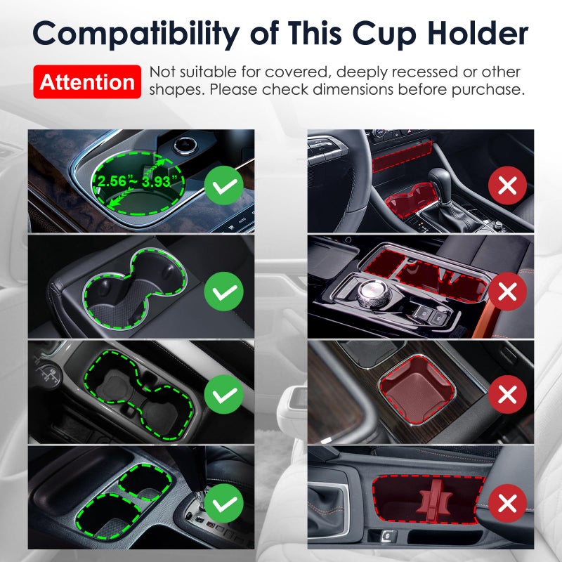 FLLIK Car Cup Holder Expander: One-Button Open, Universal, Adjustable Holder(Diameter 2.6"- 4.8"), Cup Holder Expander for Yeti, Hydro Flask, Nalgene, Takeya, Camelbak, Ramblers, Owala, Tumblers, Mugs - Image 2