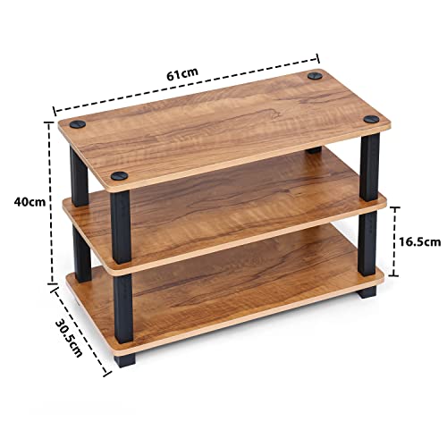 Livzing Turn-N-Tube 3-Tier Shoe Rack for Home, Wooden Multipurpose Storage Organizer Stand-Entryway-Kitchen-Bedroom-Indoor Outdoor, Portable Slipper-Chappal -Footwear-Sneakers Display Shelf-(Brown) - Image 2