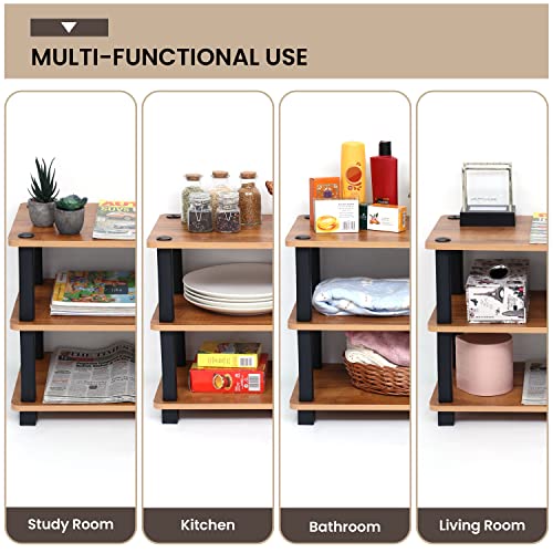Livzing Turn-N-Tube 3-Tier Shoe Rack for Home, Wooden Multipurpose Storage Organizer Stand-Entryway-Kitchen-Bedroom-Indoor Outdoor, Portable Slipper-Chappal -Footwear-Sneakers Display Shelf-(Brown) - Image 5