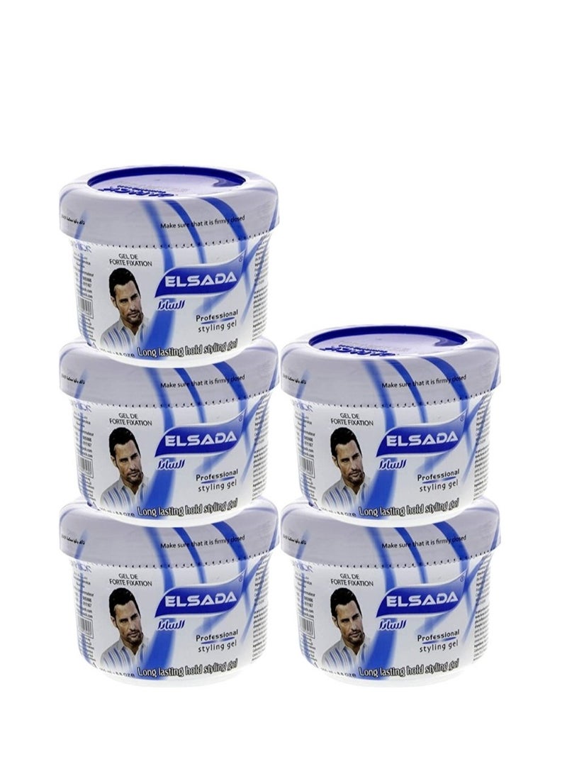 El SADA EL SADA Long Lasting Hair Styling Gel 250ml – Blue – Pack of 5 | Strong Hold, Shine & Humidity Control  - Image 2