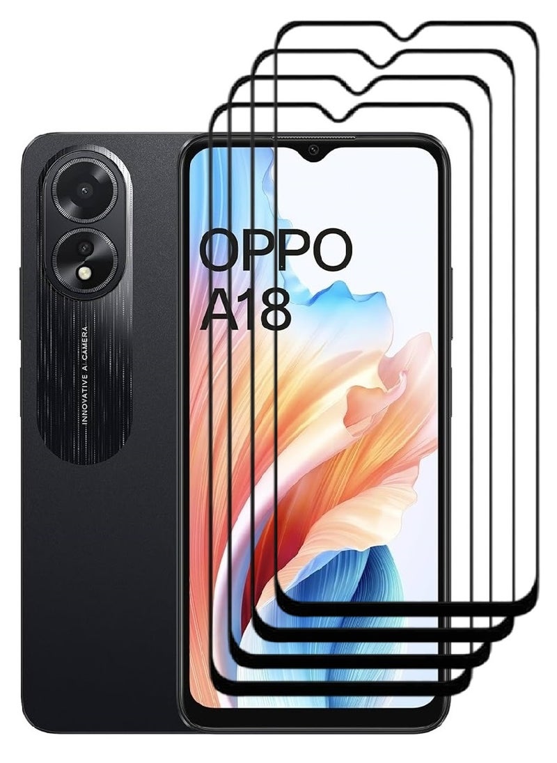 AINA 4 Pieces Tempered Glass Screen Protector 5D Designed For Oppo A18 Full Glue Edge to Edge Full Screen Coverage And Bubble Free - Image 1