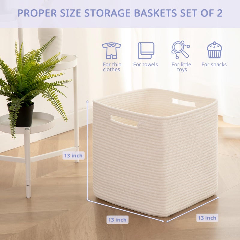 OIAHOMY Storage Cubes, 13 Inch Cube Storage Organizer, Collapsible Storage Bins, Baskets for Organizing, Storage Bins for Shelves-White, 2-PACK - Image 2