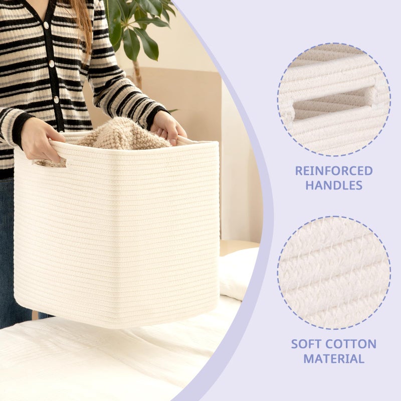 OIAHOMY Storage Cubes, 13 Inch Cube Storage Organizer, Collapsible Storage Bins, Baskets for Organizing, Storage Bins for Shelves-White, 2-PACK - Image 3