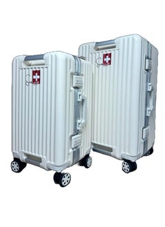SWISSCASE SWISSCASE Luggage Set Of Two Piece, Hardshell Two-Sided Handle PC Set Of 20 And 24 Inches with Double Spinner Wheels, Aluminium Frame, BTL-E045-whiteset  - Image 2