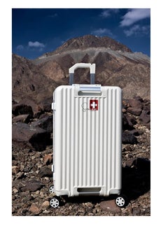 SWISSCASE SWISSCASE Luggage Set Of Two Piece, Hardshell Two-Sided Handle PC Set Of 20 And 24 Inches with Double Spinner Wheels, Aluminium Frame, BTL-E045-whiteset  - Image 3