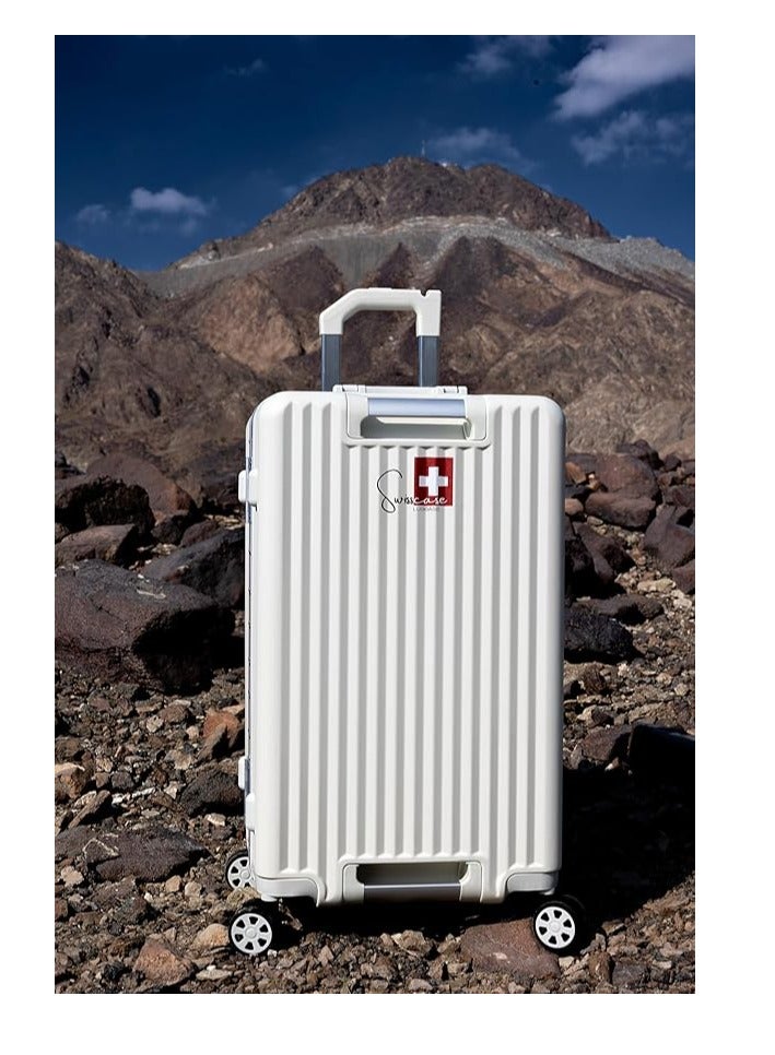 SWISSCASE SWISSCASE Luggage Set Of Two Piece, Hardshell Two-Sided Handle PC Set Of 20 And 24 Inches with Double Spinner Wheels, Aluminium Frame, BTL-E045-whiteset  - Image 3