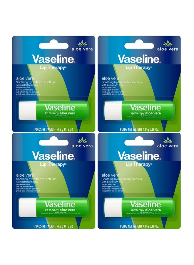 Vaseline Lip Therapy Care Aloe Fresh, Fast-Acting Nourishment, Ideal for Chapped, Dry, Cracked, or Damaged Lips, Lip Balm, 4-Pack, 0.16 Oz Each - Image 1