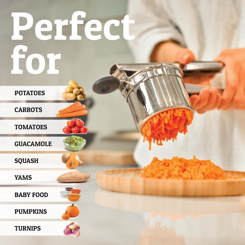 Priority Chef PriorityChef Large 15oz Potato Ricer, Heavy Duty Stainless Steel Potato Masher and Ricer Kitchen Tool, Press and Mash Kitchen Gadget For Perfect Mashed Potatoes - Everytime - Image 5