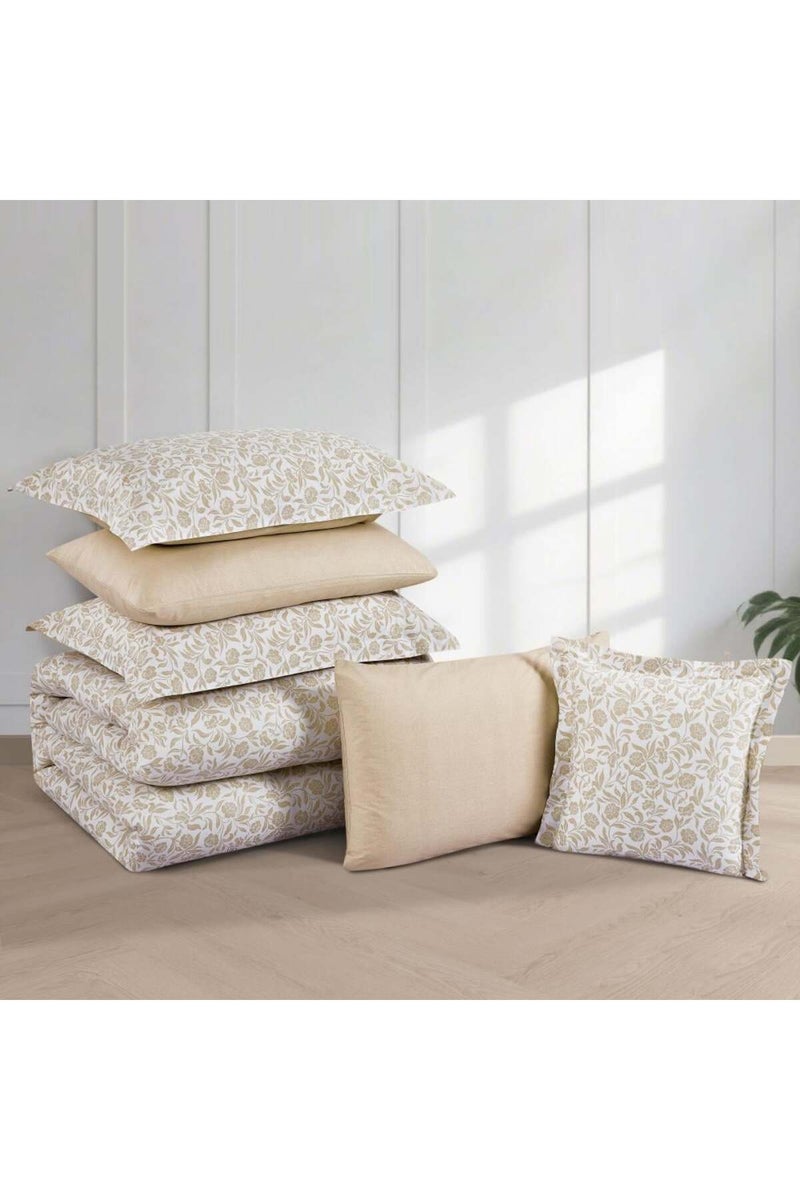 Melen Summer Cotton Double Bedspread 8-Piece - Zafira - Cream - Dark Beige - Image 5